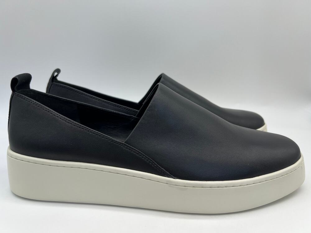 Vince Saxon Napa Leather Slip-On Sneakers Black Women's Size 9.5M